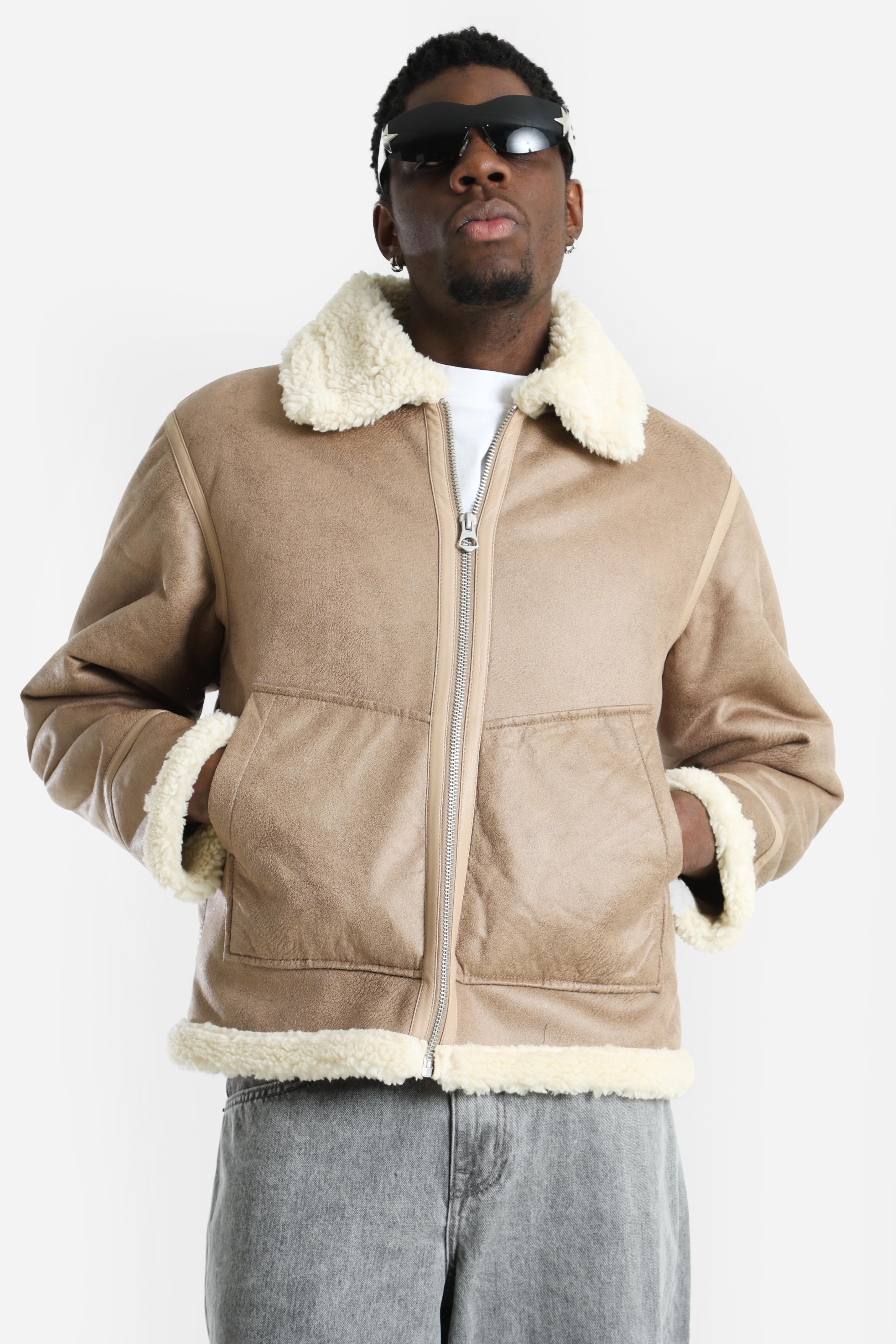 JORLIVERPOOL Aviator veste mouton retourné - Taupe Gray