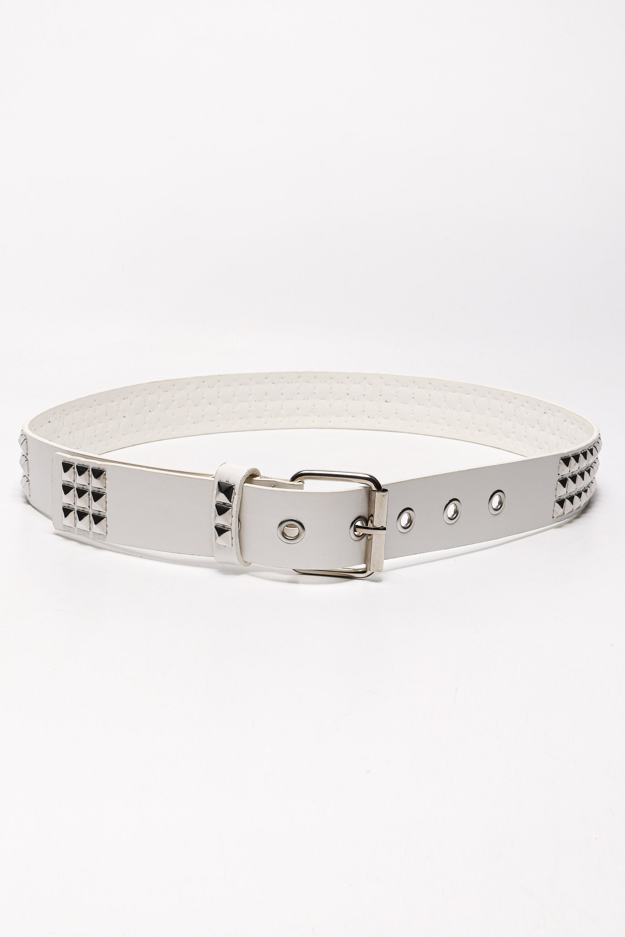Gürtel mit Nieten - White + Silver