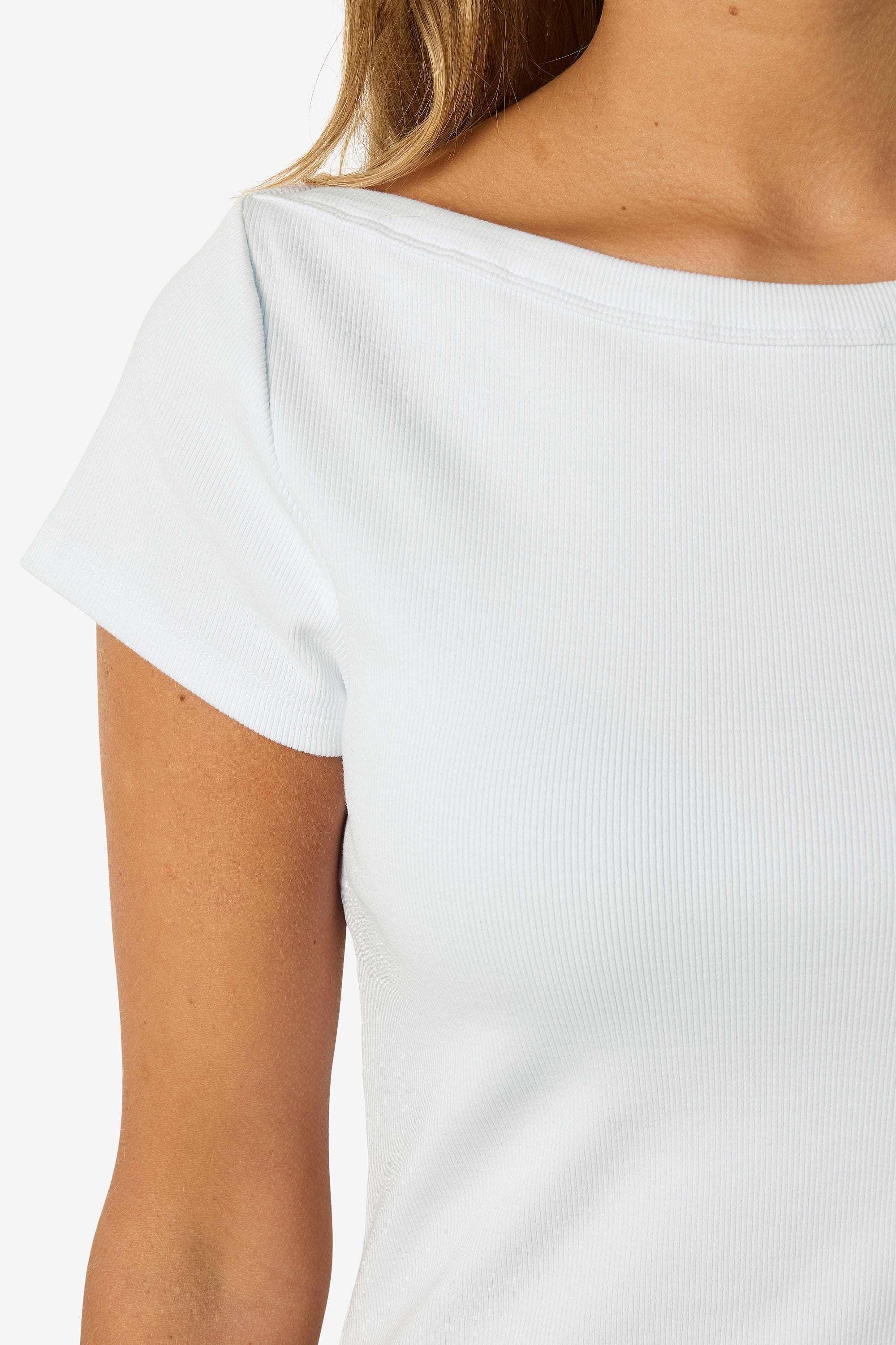 NMMAYA geripptes T-Shirt - Bright White