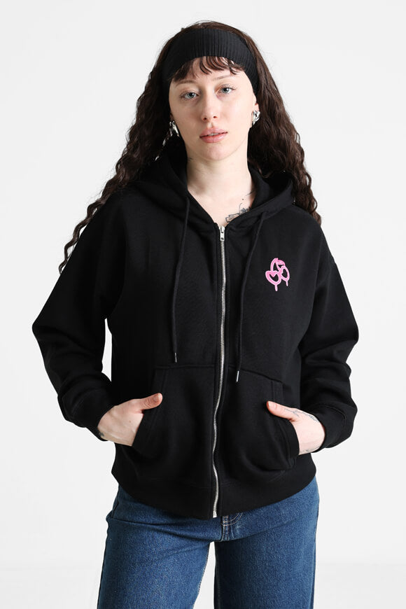 Kapuzensweatjacke - Schwarz