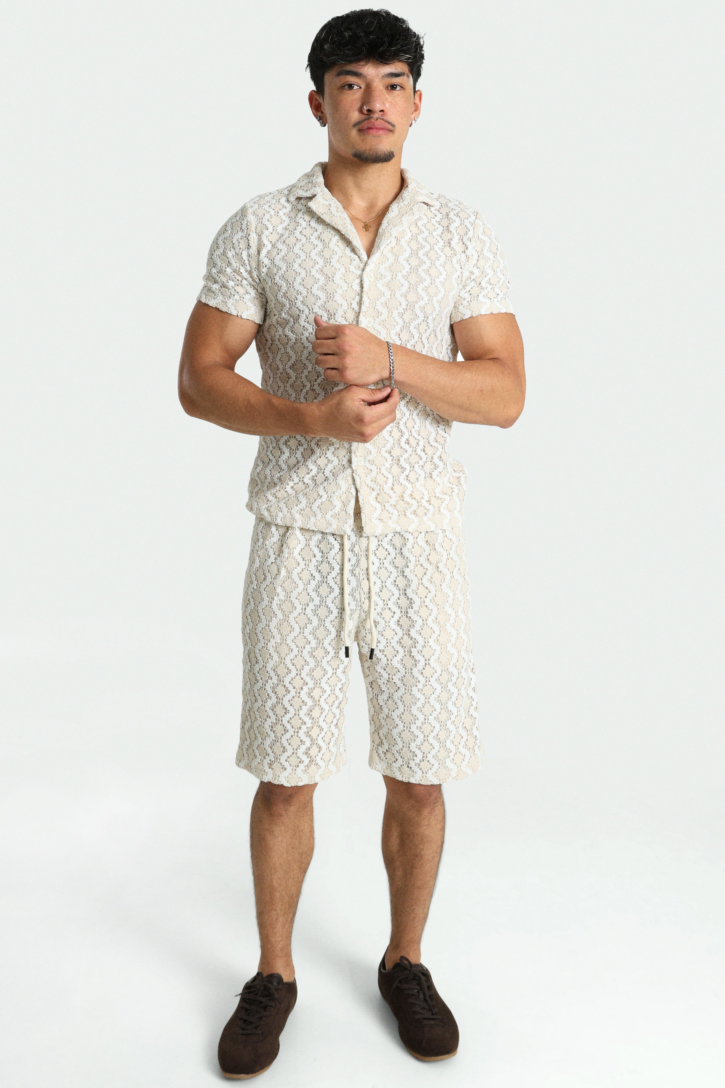 Strukturiertes Hemd - White + Offwhite