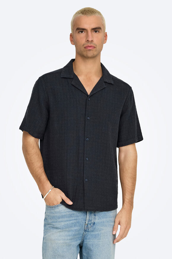 ONSLATHAM Leinenhemd - Dark Navy
