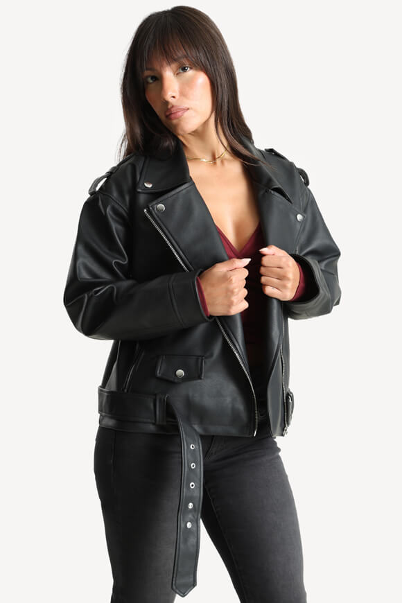 NMPAULINA Veste de motard en similicuir - Black