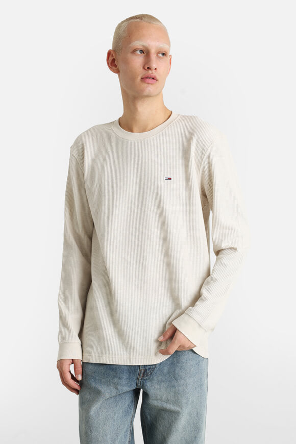 Langarmshirt mit Waffelstruktur - Newsprint