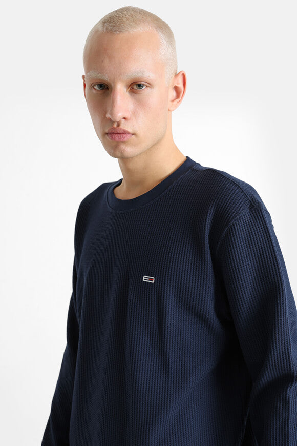 Langarmshirt mit Waffelstruktur - Dark Night Navy