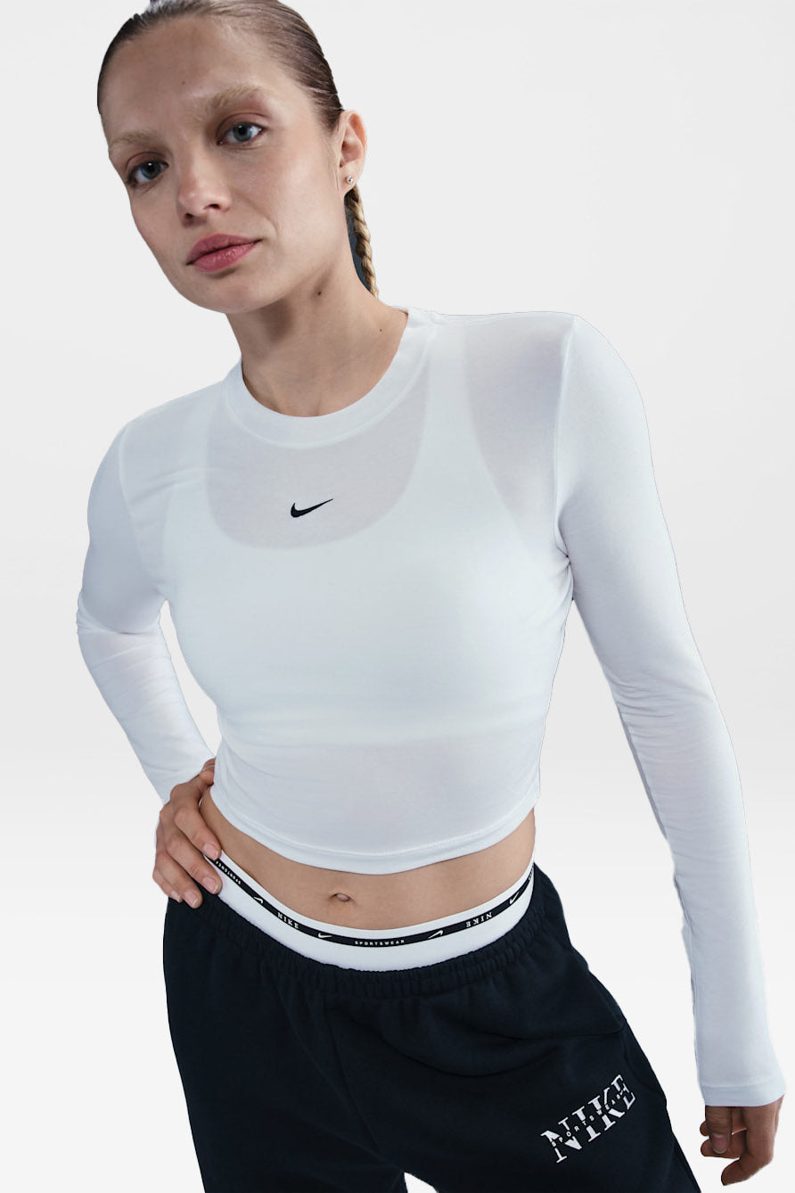 Crop Langarmshirt - White