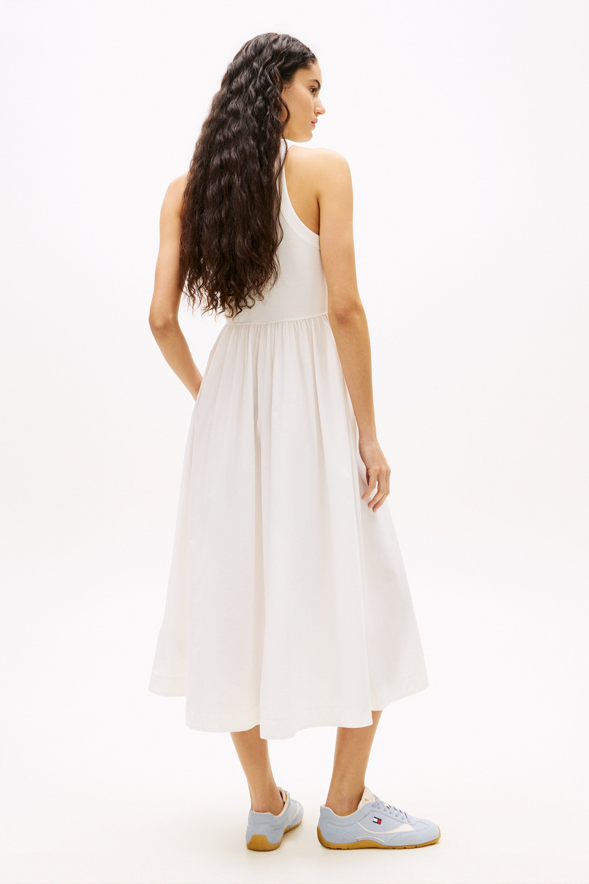 Popeline-Maxikleid - Offwhite