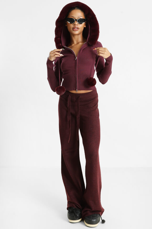 Crop fine knit cardigan - Bordeaux