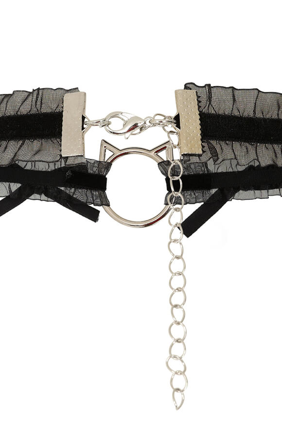 Collier ras de cou en organza - Black