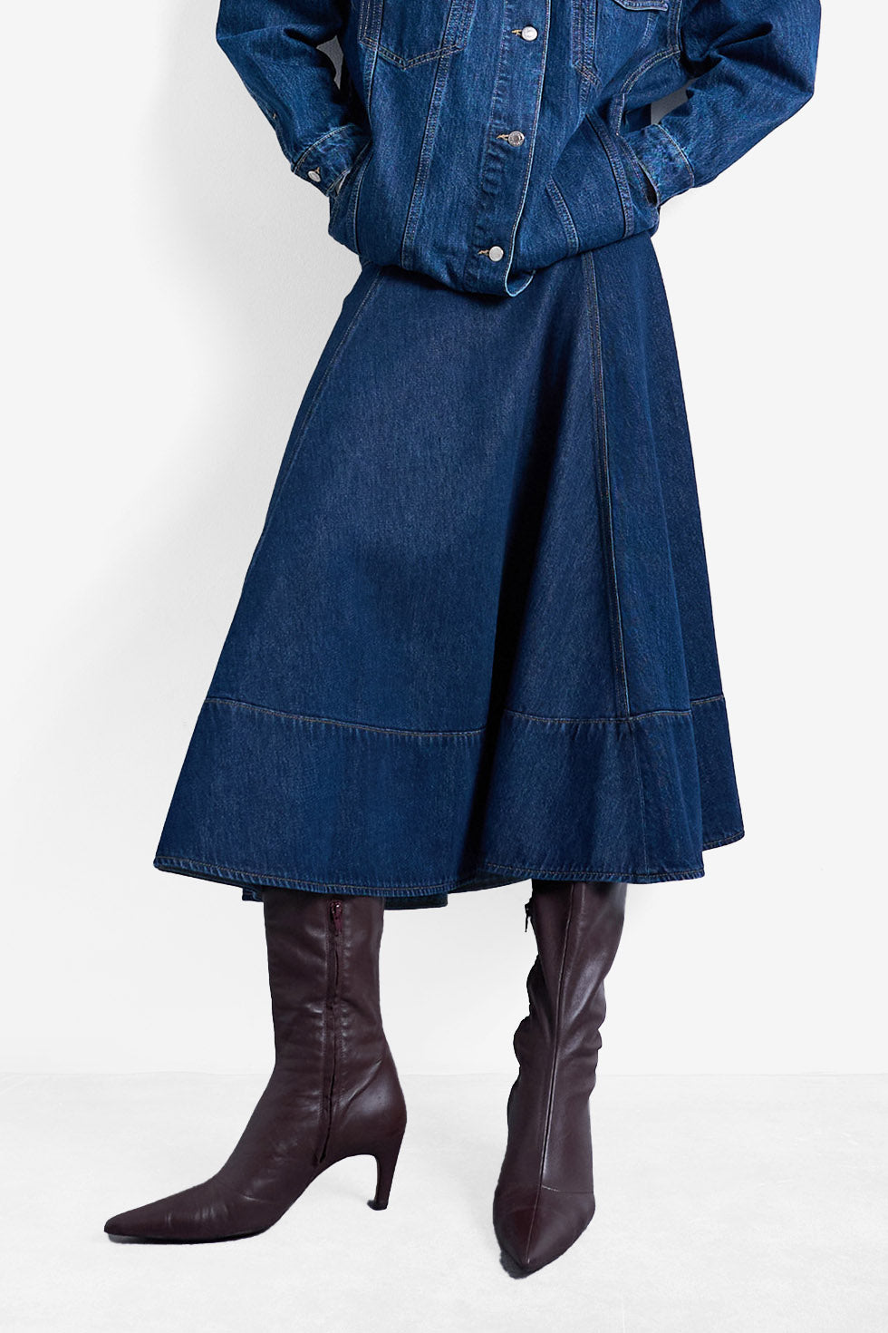 TSLEAH Maxi Jeansrock - Dark Blue Denim