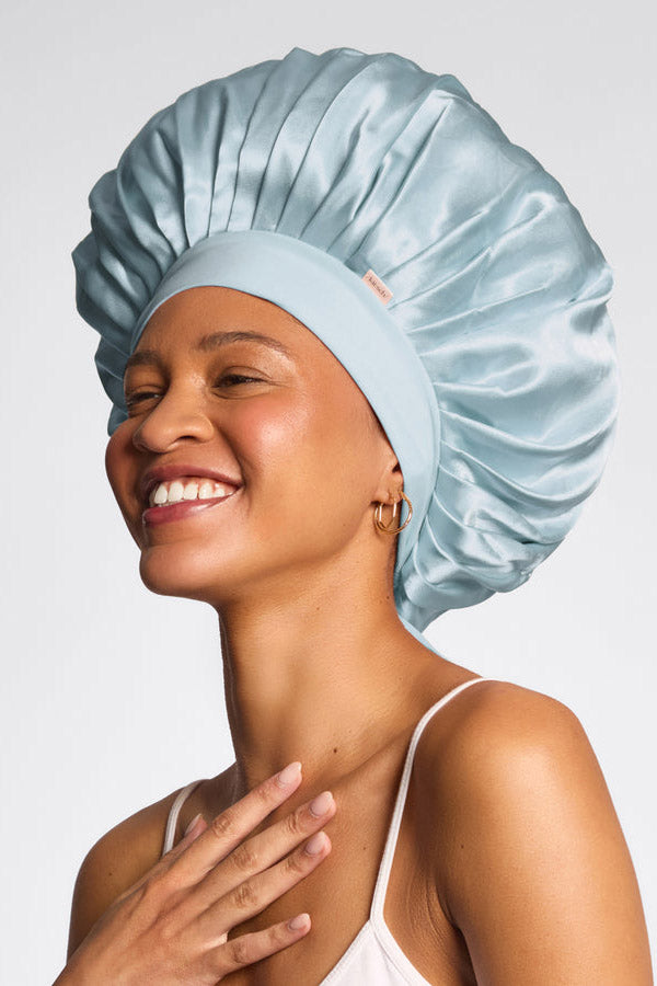 Bonnet de nuit ample en satin - Blue