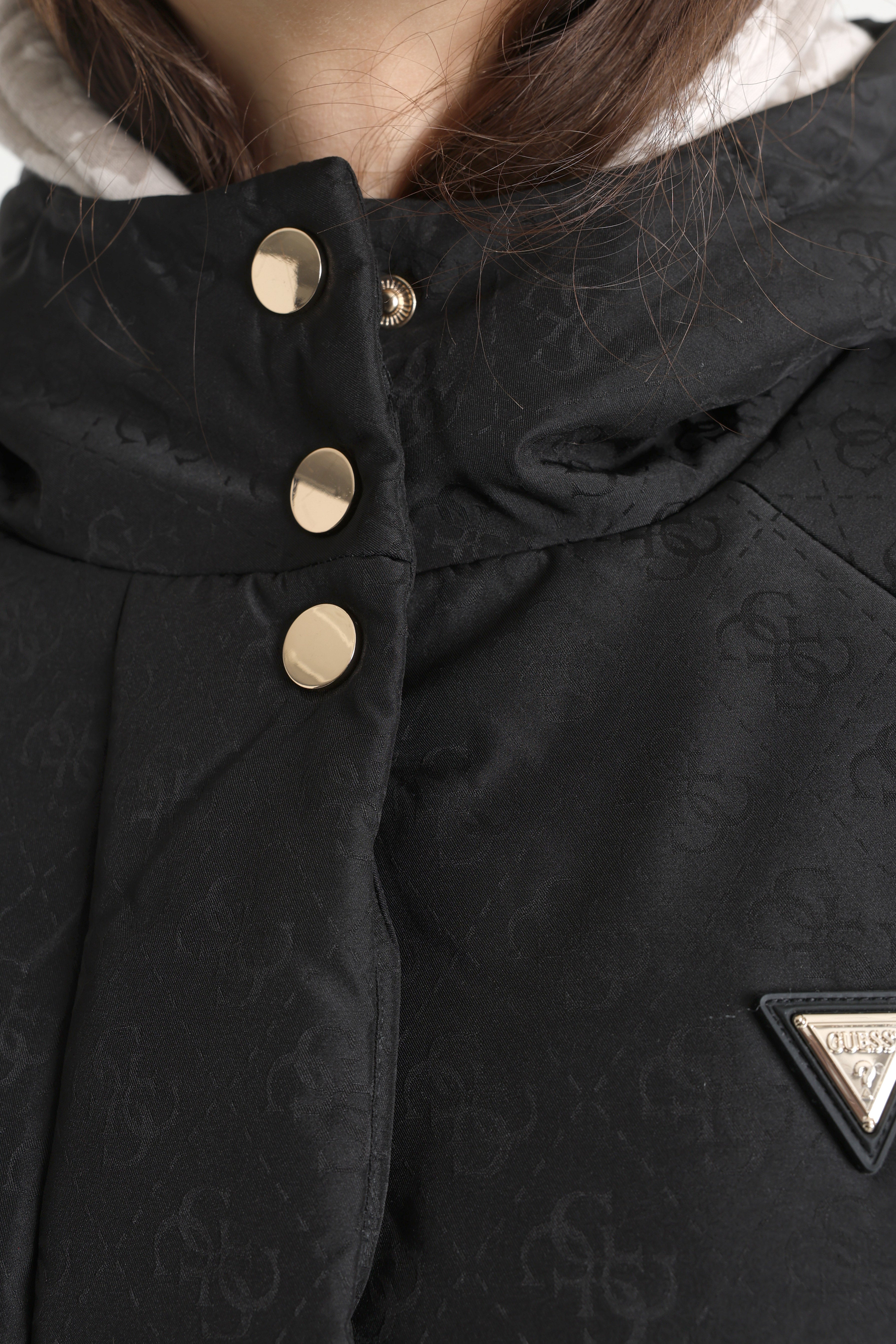 Jacquard puffer jacket - Black