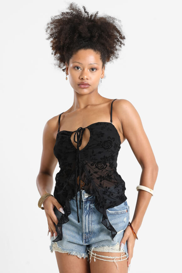 Mesh Trägertop - Schwarz