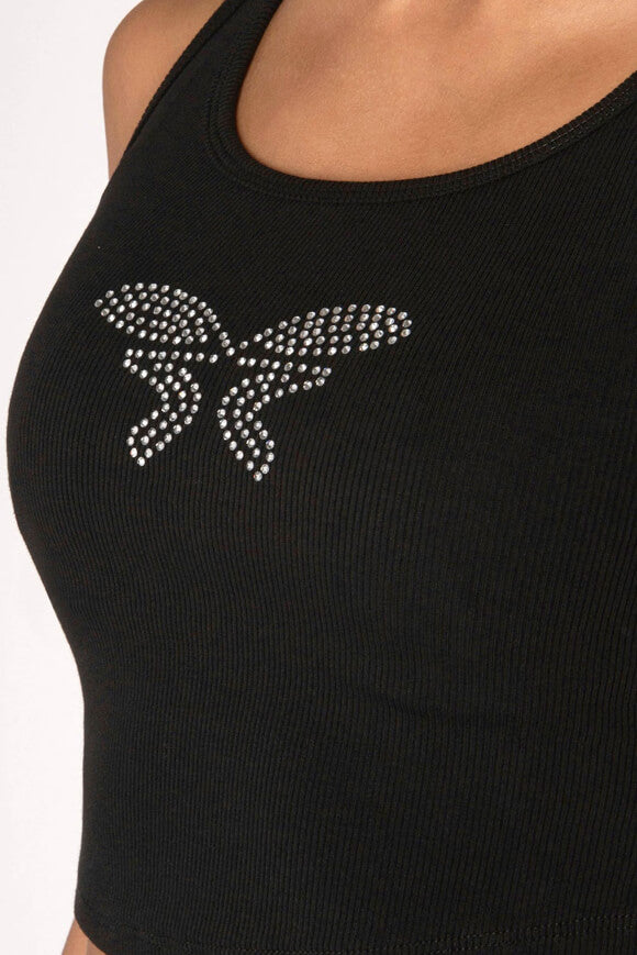 Ribbed crop tank top - Black