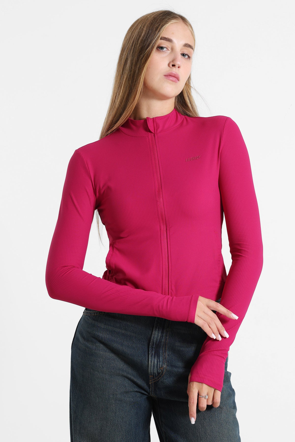 Crop Trainingsjacke - Fuchia