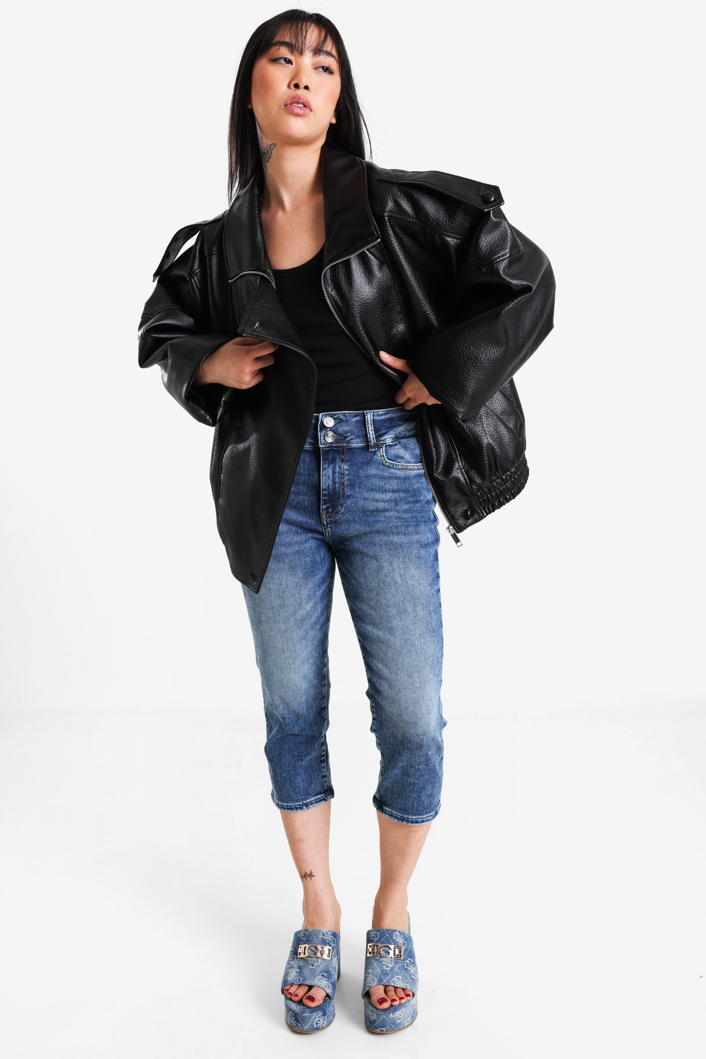 Kunstlederjacke - Black