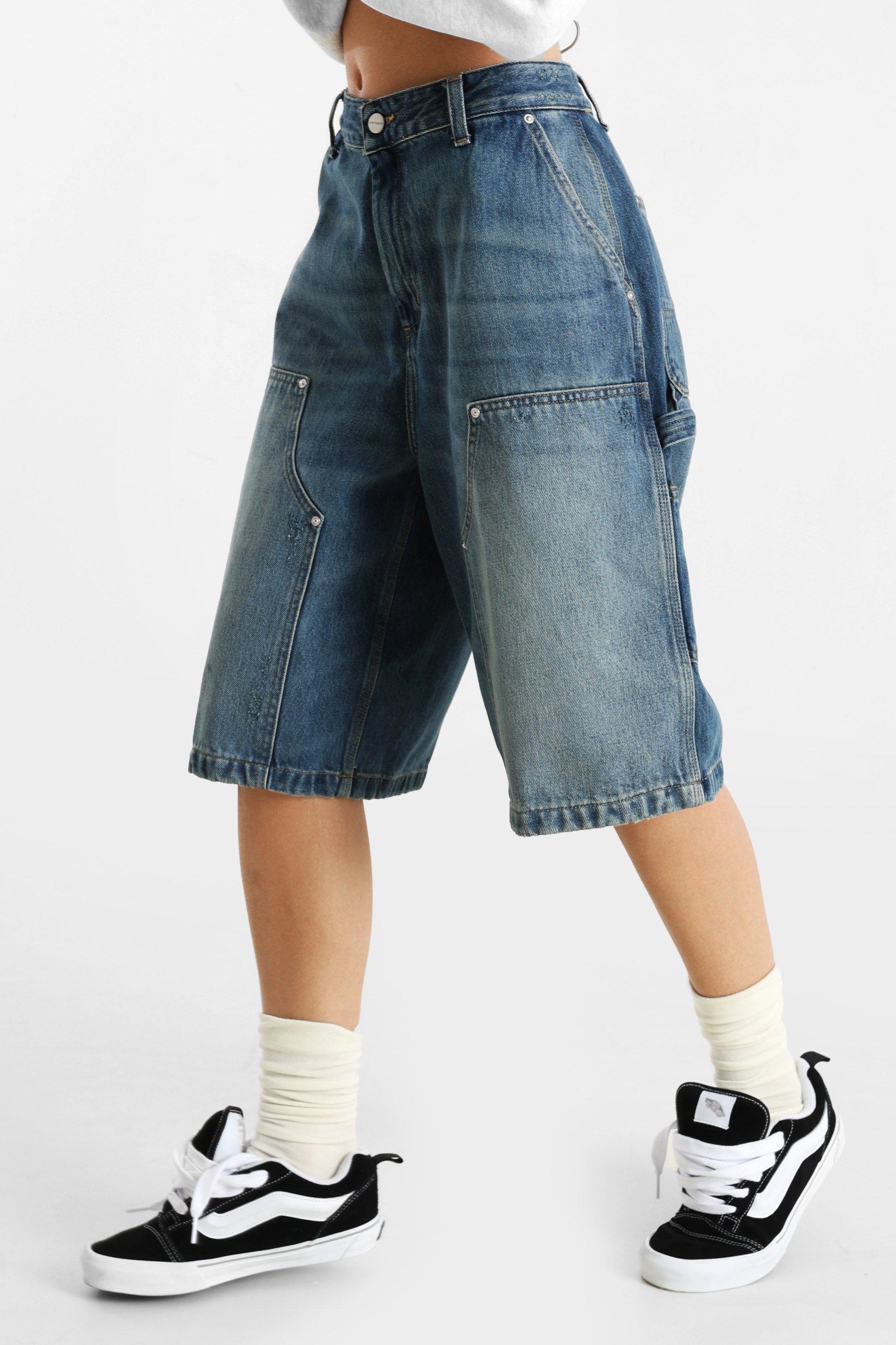 Nixon Double Knee Jeansshorts - Blue Washed