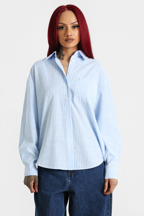 Camicia oversize - azzurro + bianco