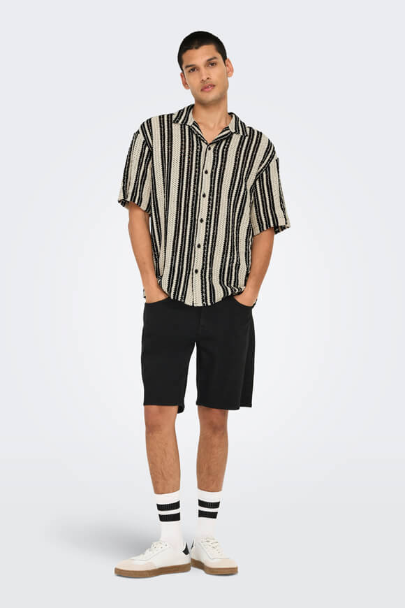 ONSDANI Häkelhemd - Cloud Dancer + Black