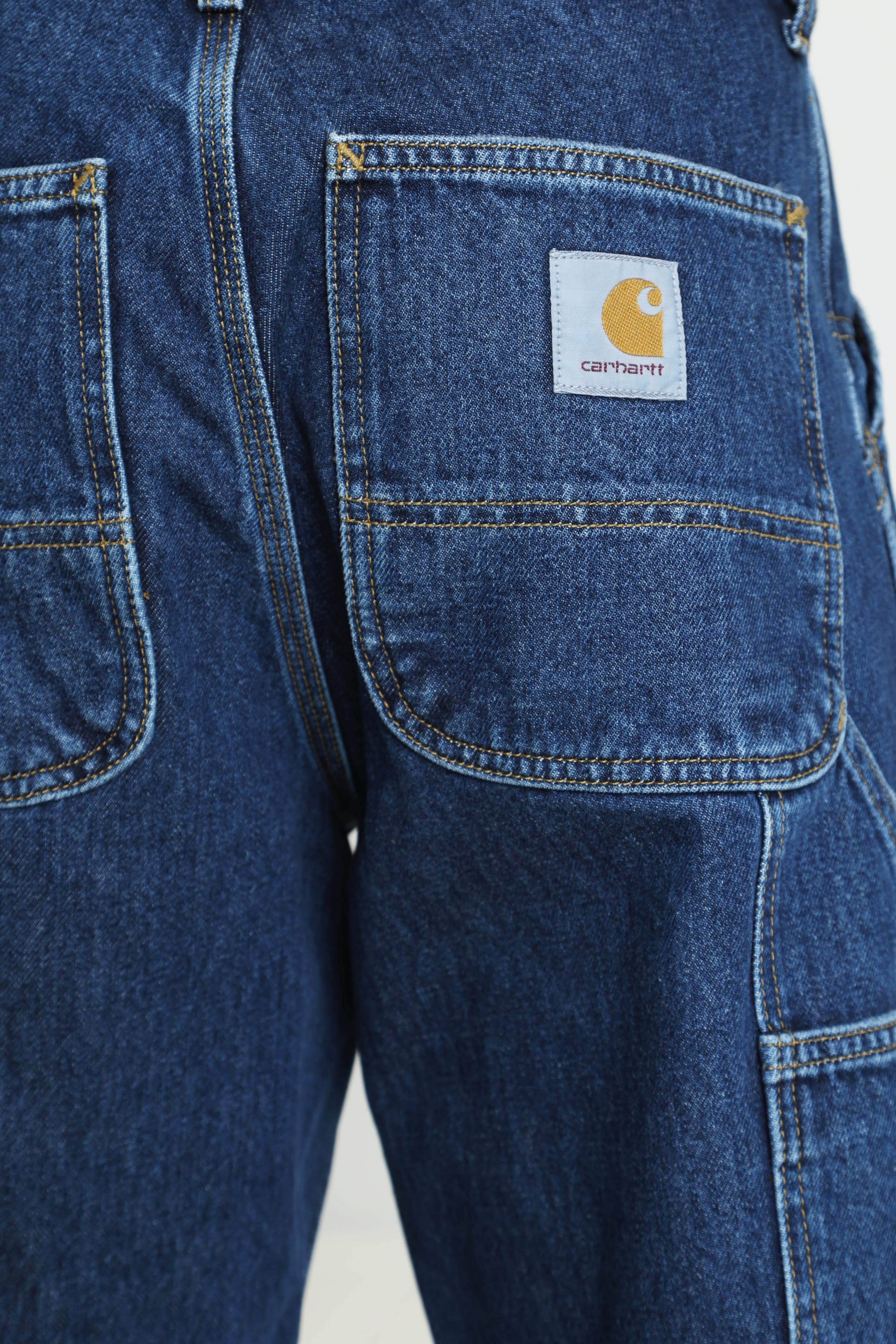 Single Knee Relaxed Straight Fit Jeans L32 - Blue Stone Washed