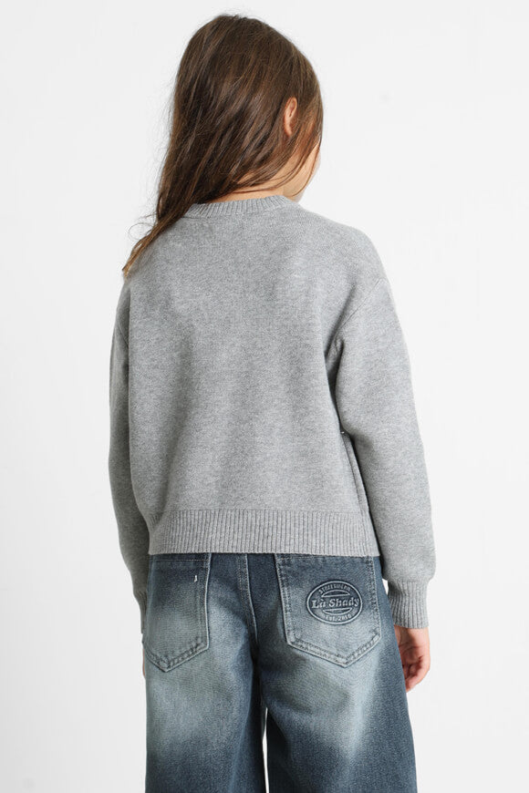 Crop knit sweater - mottled gray