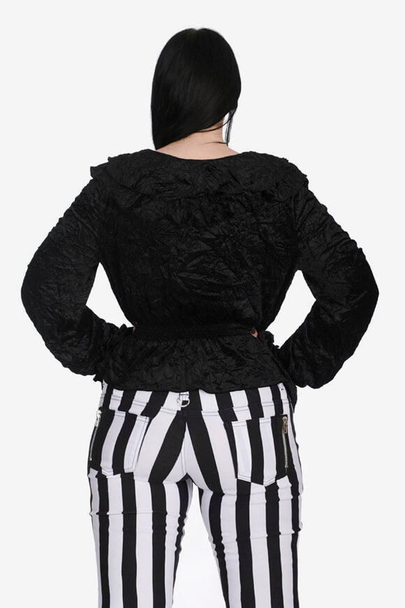 Tear Garden Samt Bluse - Black