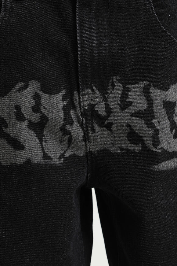 Baggy Fit Jeansshorts - Schwarz Denim