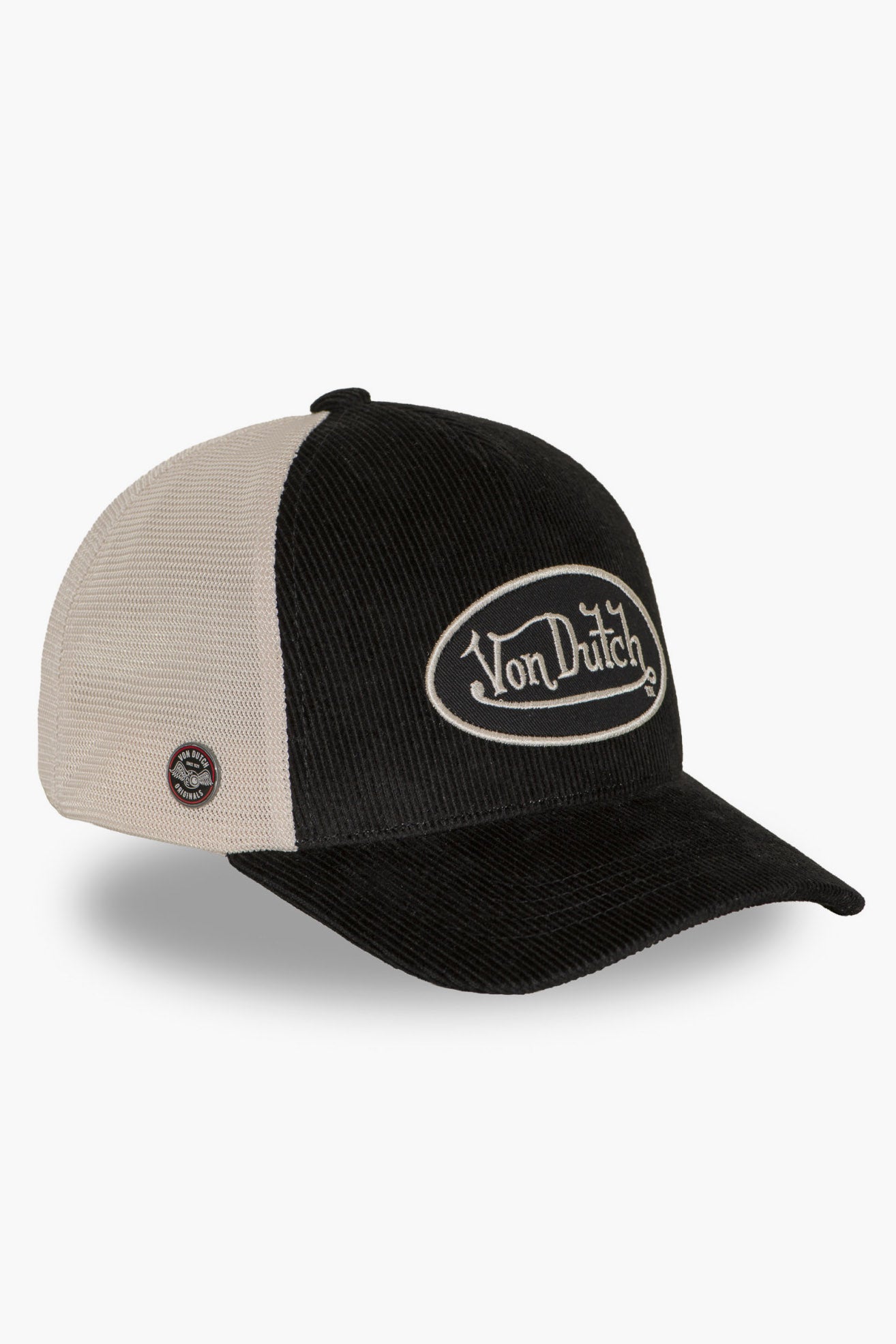 Corduroy trucker cap / strapback - Black + Beige