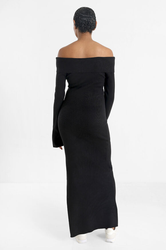 Ribbed off-shoulder maxi dress - black