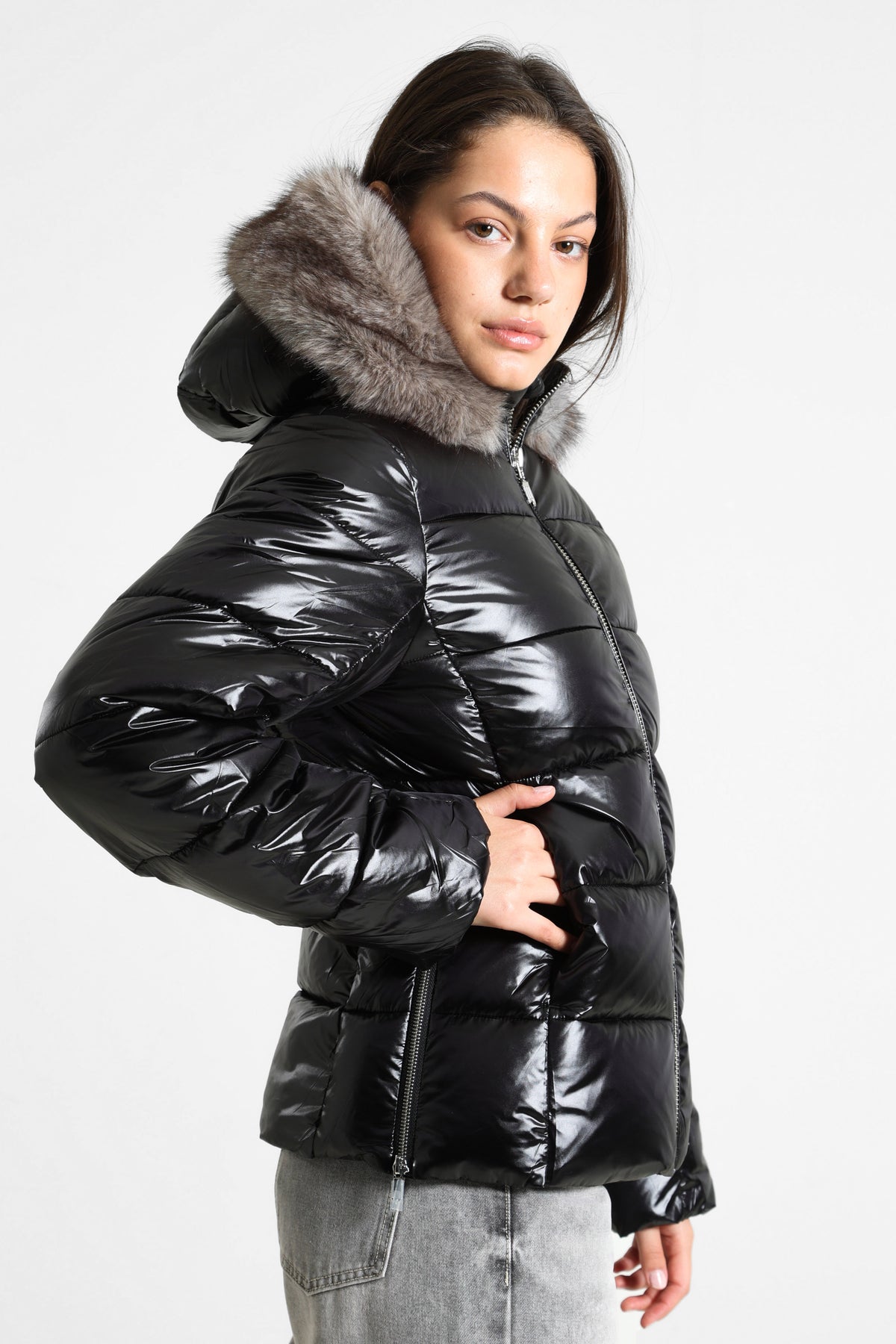Pufferjacke in Glanz-Optik