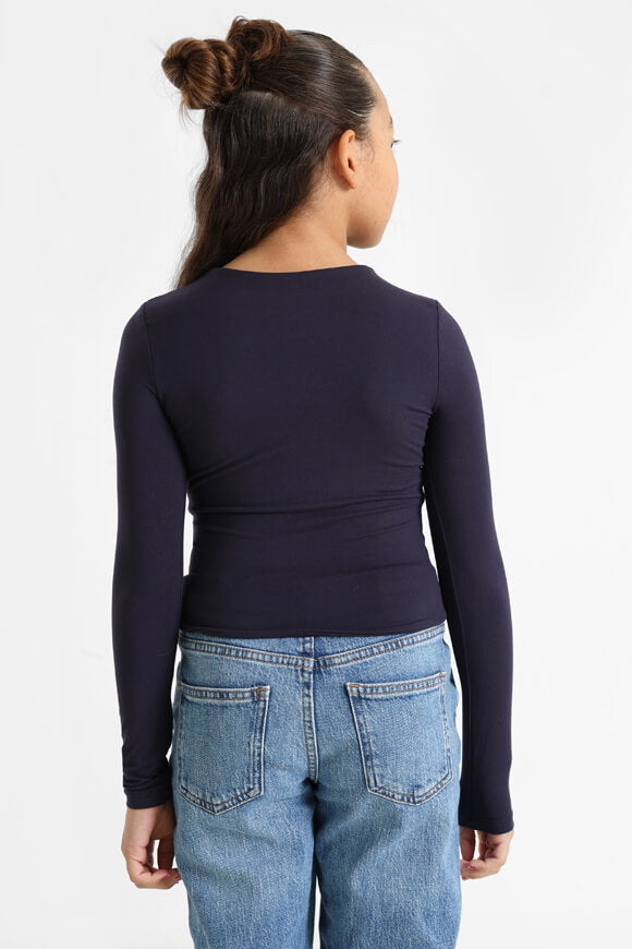 Crop Langarmshirt - Marineblau