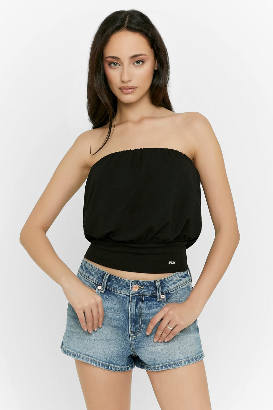 Bandeau Crop Top - Black