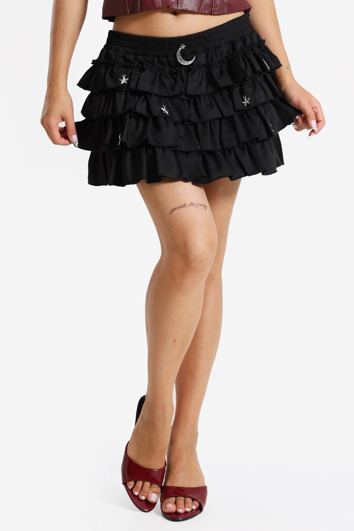 Mini skirt with integrated shorts - Black