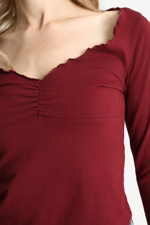 Camicia a maniche lunghe Crop - Borgogna