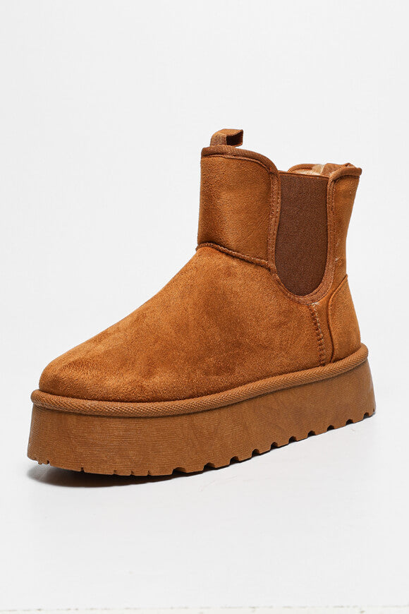 Gefütterte Plateau Stiefelette - Tan