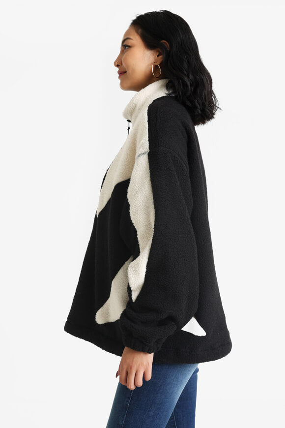 Teddy Jacke - Schwarz + Offwhite