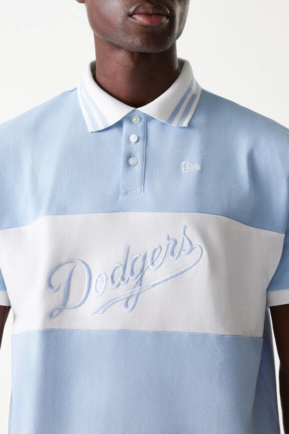 Oversize polo shirt - Light Blue + White