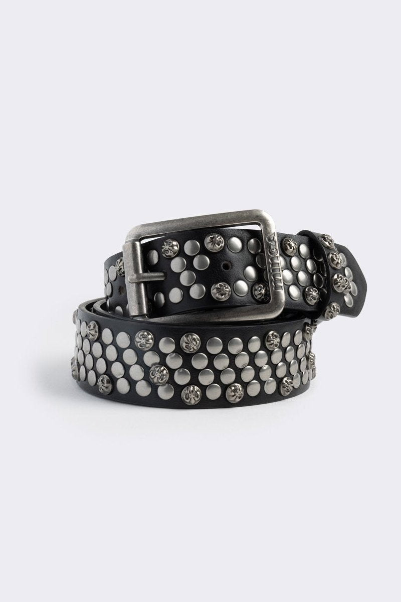 Hammered Gürtel mit Nieten - Black