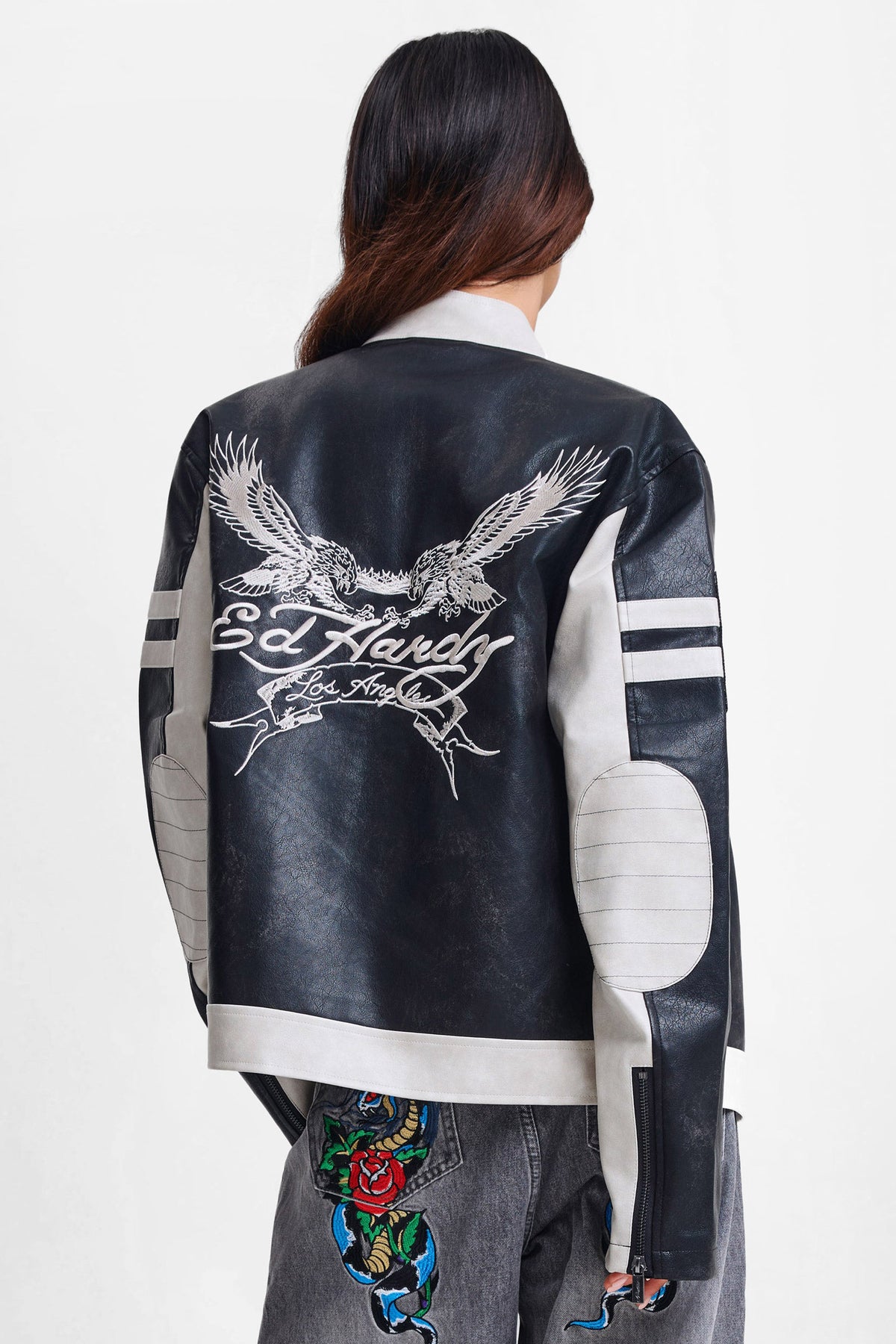 Los Angeles Kunstleder Bikerjacke - Black