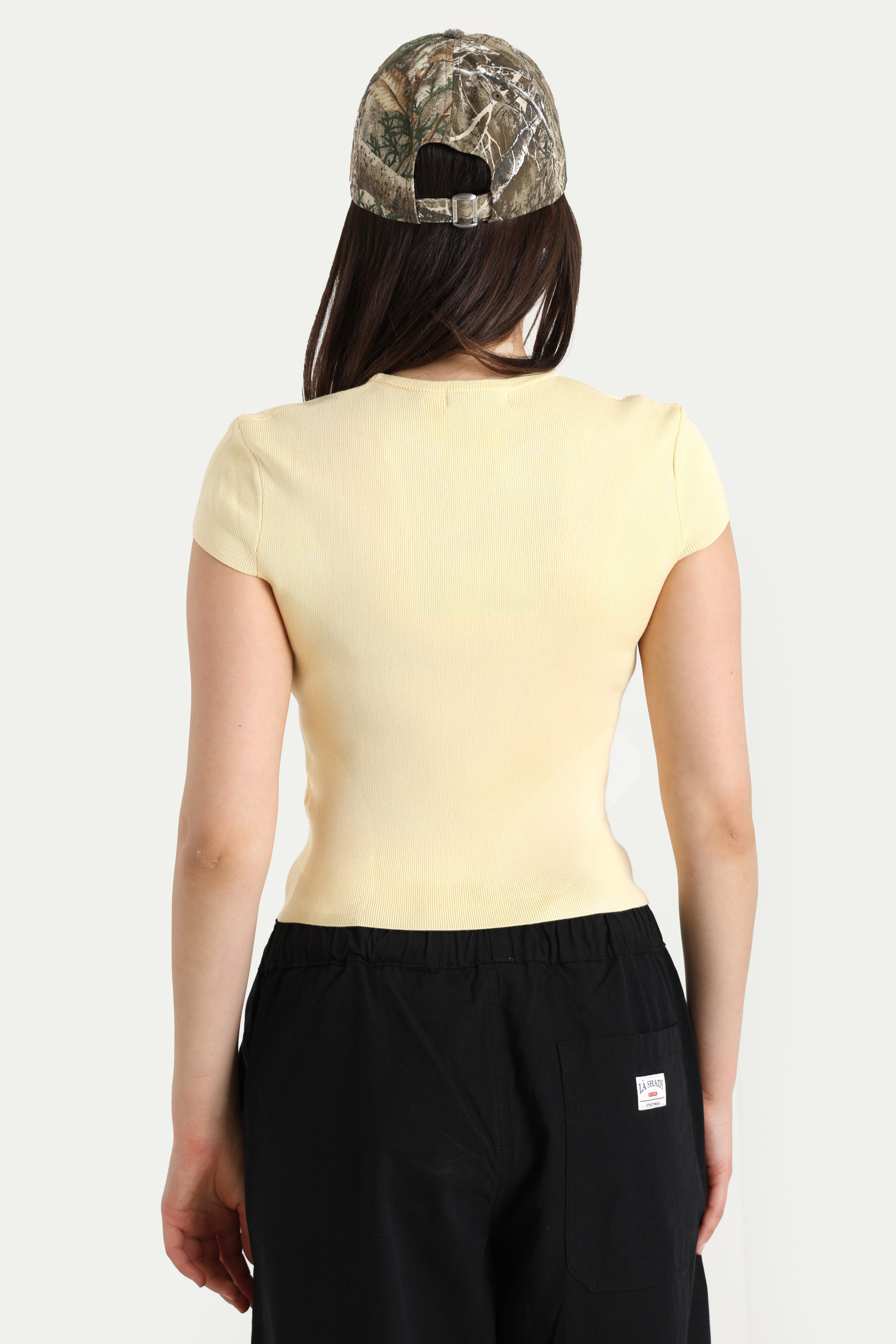 Geripptes T-Shirt - Gelb