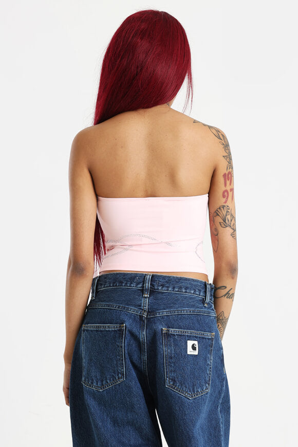 Bandeau Crop Top mit Strass - Rosa