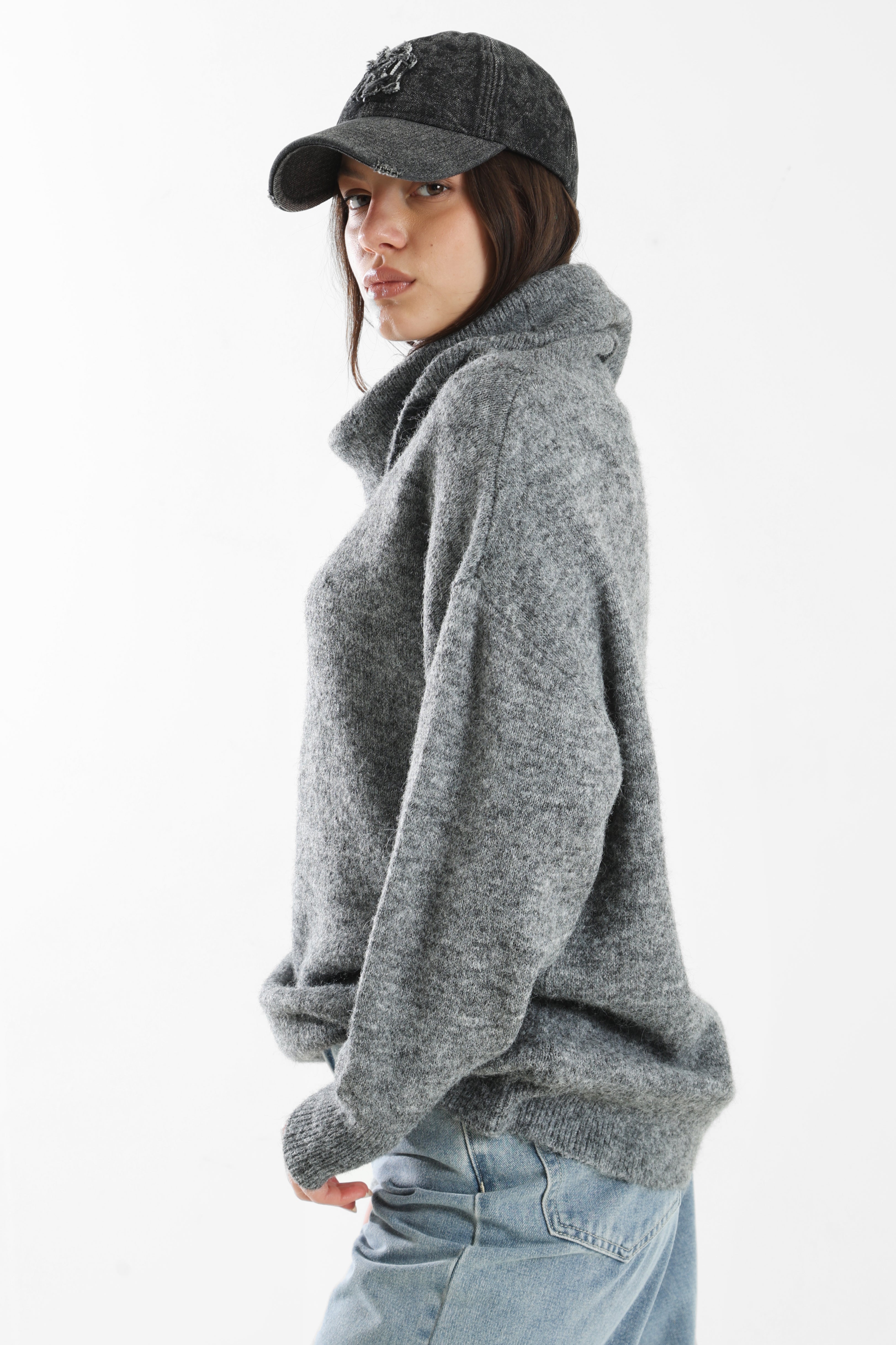 ONLAZU - Maglione lavorato a maglia - Grigio scuro melange