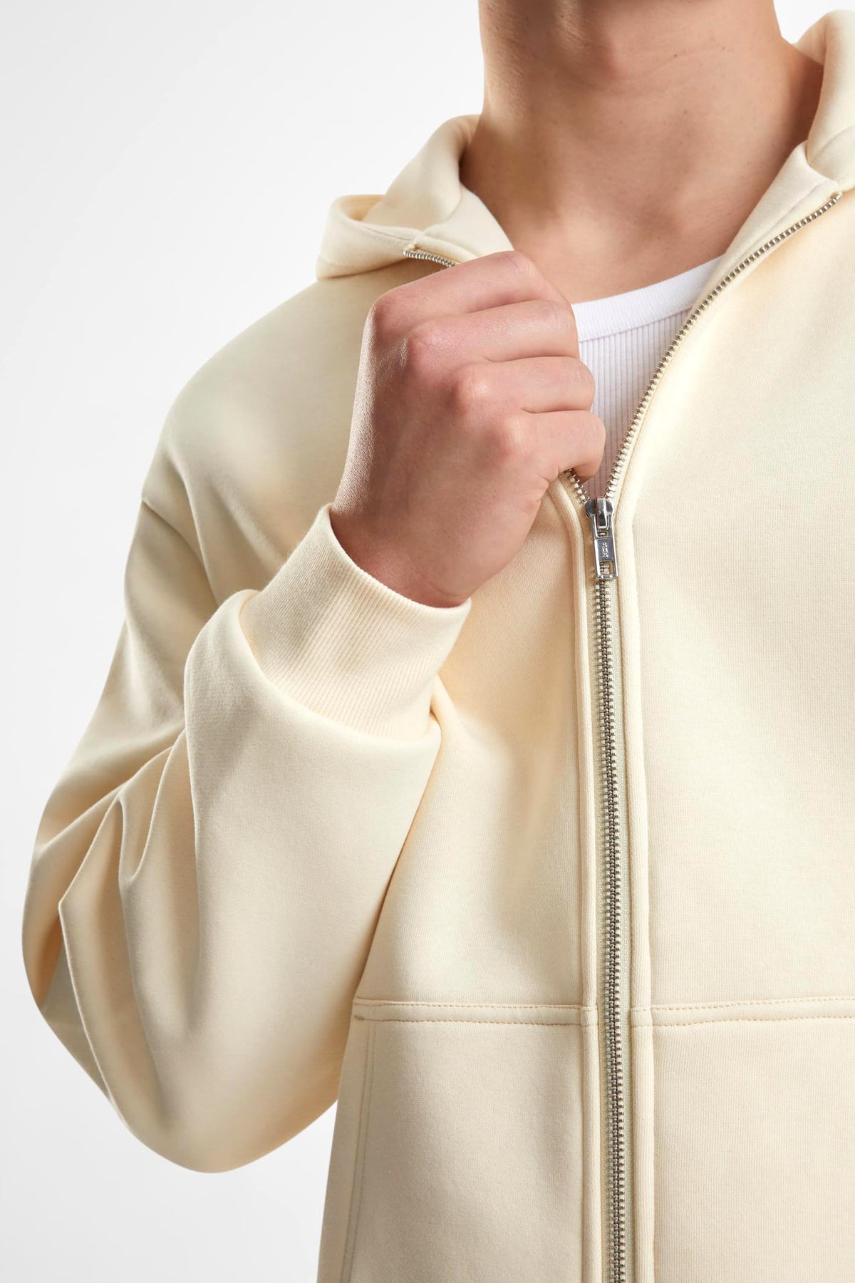 Fluffy Kapuzensweatjacke - Whitesand