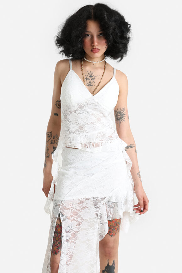 Crop Spitzentop - Weiss