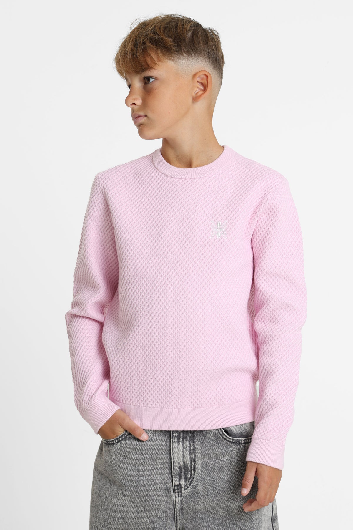 Pull en tricot structuré - Rose