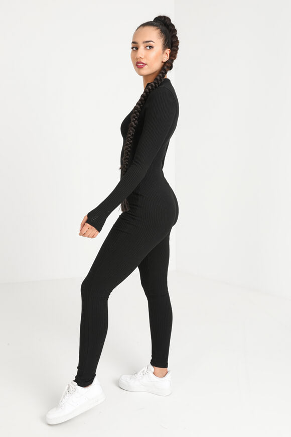 Combinaison longue côtelée - Noir