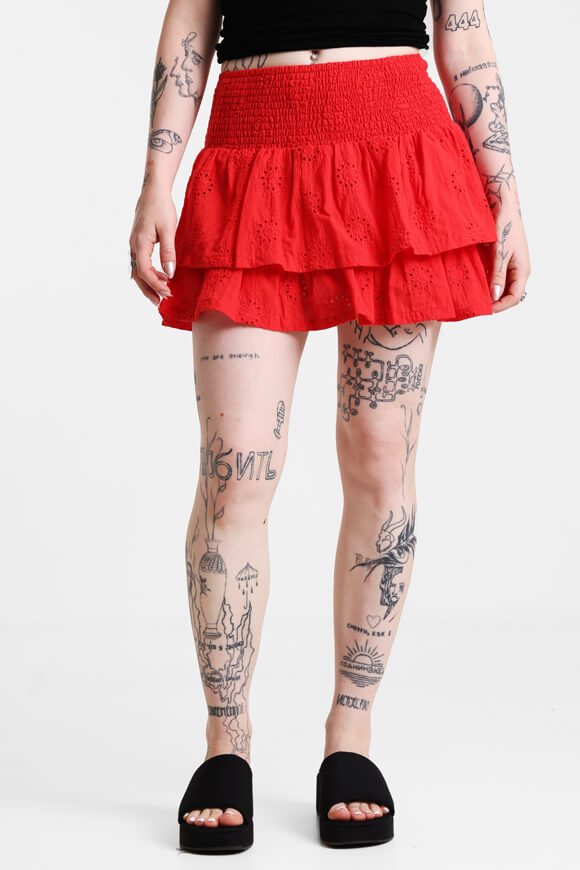 Mini skirt with hole pattern - red