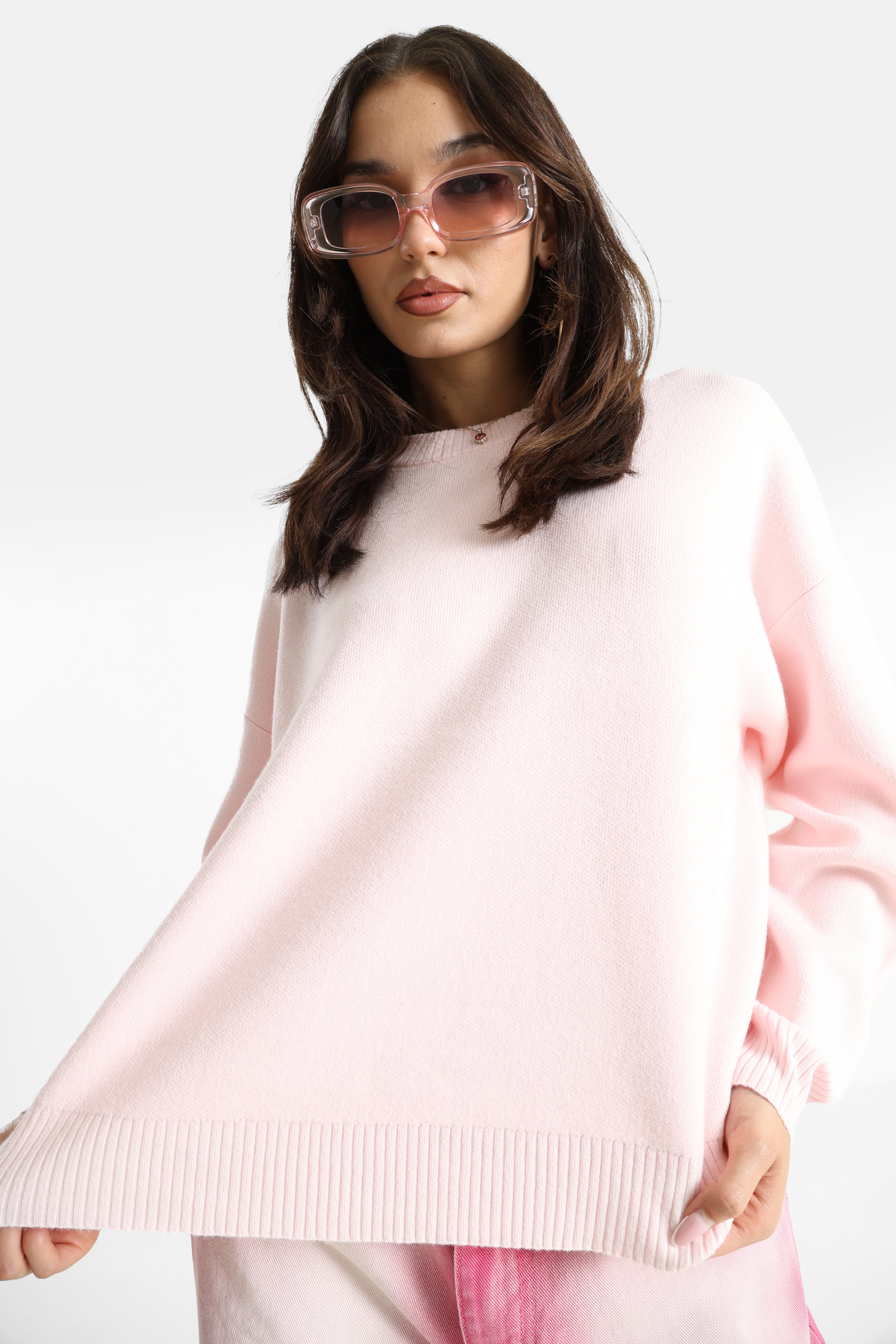 Pull en tricot - Rose clair