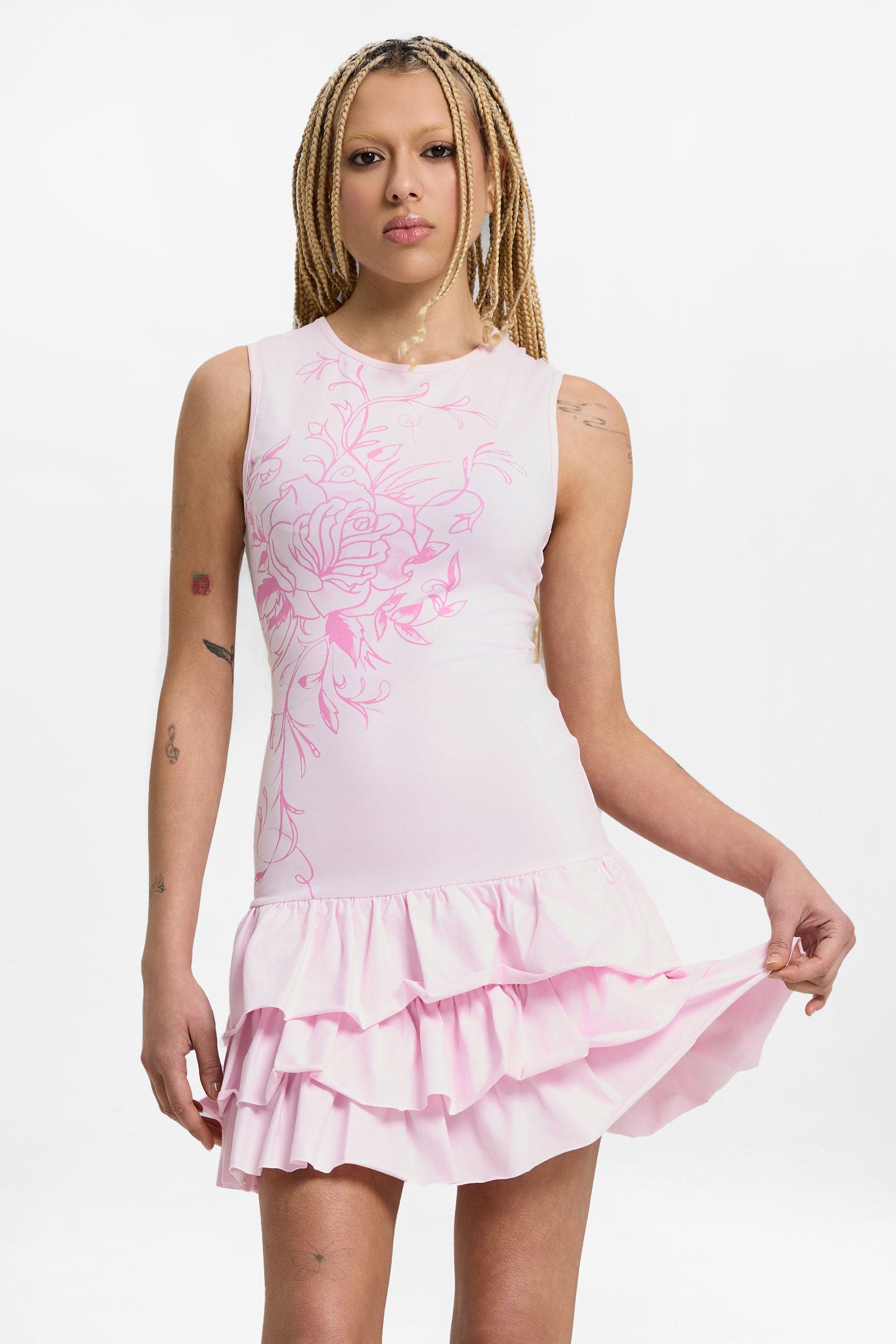 Minikleid mit Schnürung - Pink