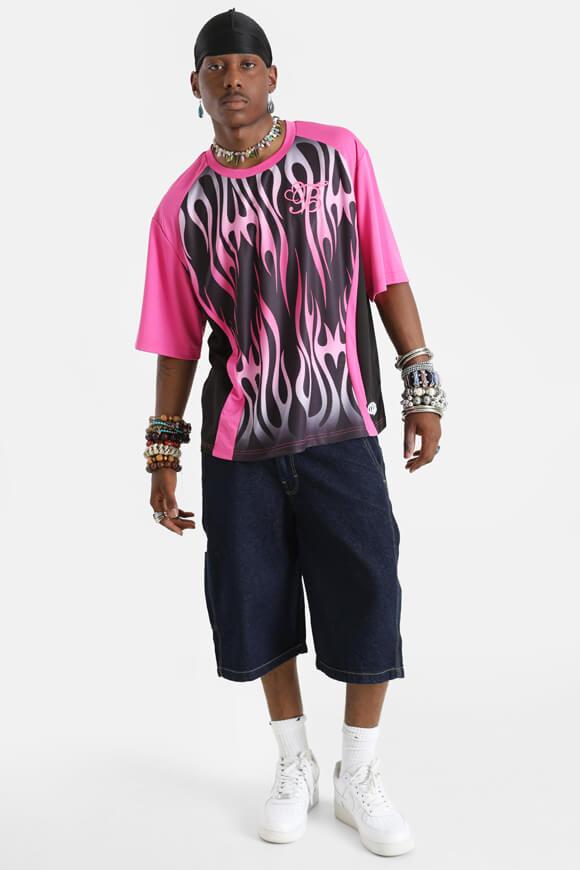 Mesh T-Shirt - Pink + Black